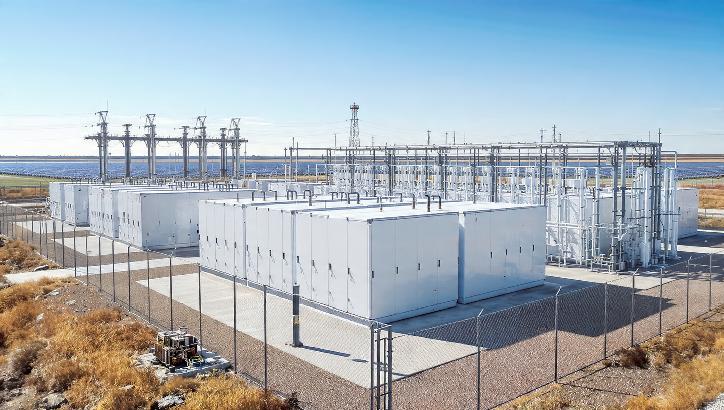Grid-scale battery energy storage container rows